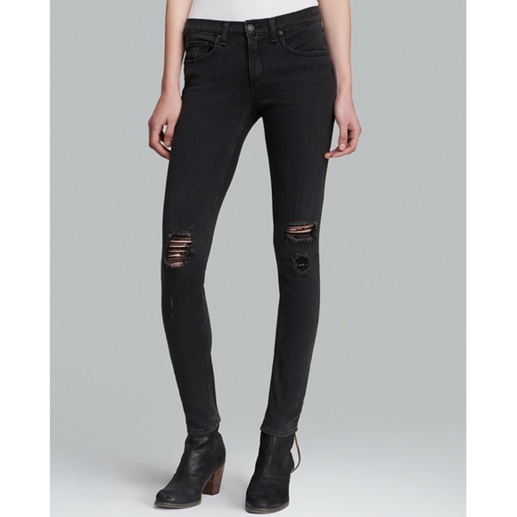 rag & bone Denim - Rag & Bone 'Soft Rock with Holes' Jeans in black - size 25